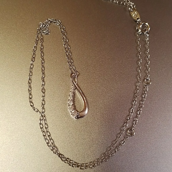 18k WGP cubic zirconia necklace boutique nwot 18” - Picture 11 of 15